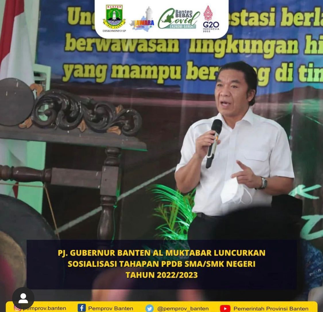 Pj. Gubernur Banten Al Muktabar Luncurkan Sosialisasi Tahapan Ppdb Sma/smk Negeri Tahun 2022/2023