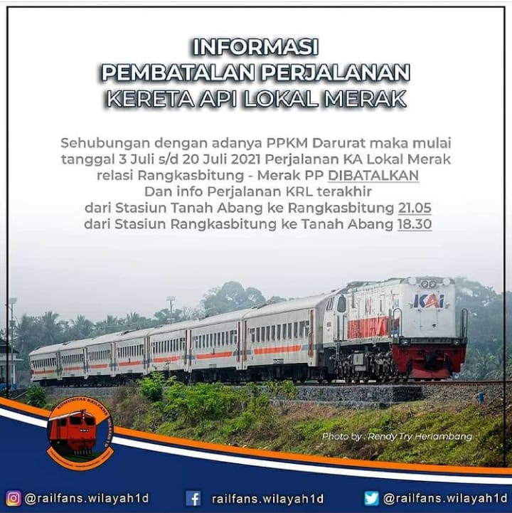 Informasi Pembatalan Perjalanan Kereta Api Lokal Merak