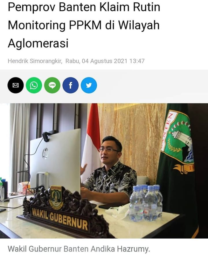 Pemprov Banten Klaim Rutin Monitoring PPKM di Wilayah Aglomerasi