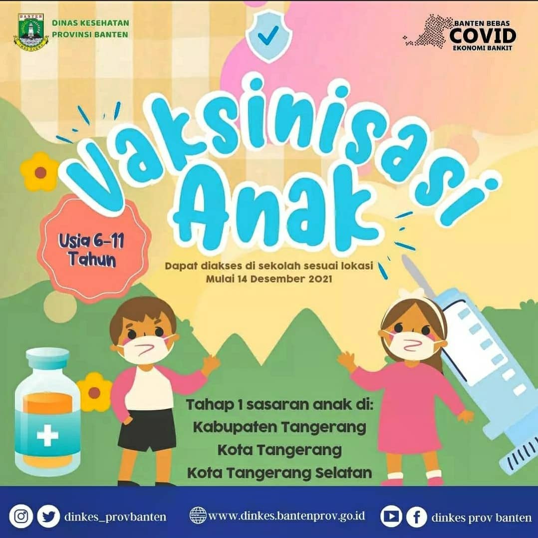 Vaksinasi bagi anak sudah dimulai. Ikuti selalu perkembangannya, vaksinasi segera bila sudah ada jadwalnya.