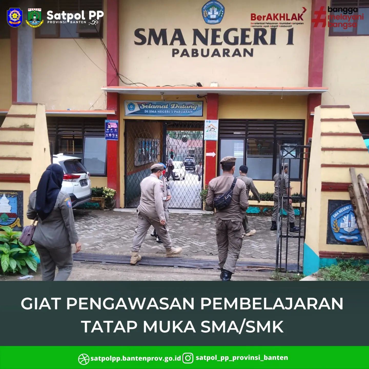 Satpol PP Provinsi Banten terus melakukan pengawasan terhadap Pelaksanaan Pembelajaran Tatap Muka (PTM) Terbatas.