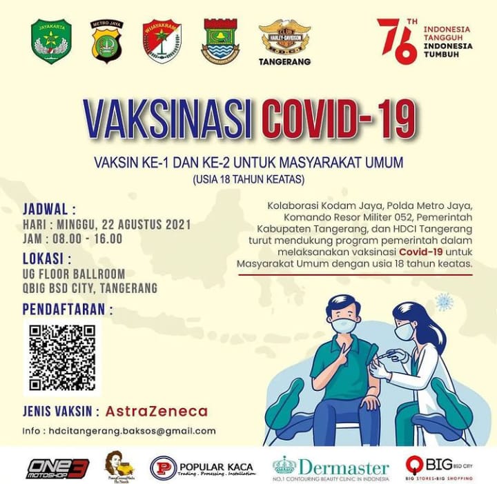 Ayoo warga tangerang, diserbu vaksinasinya untuk Indonesia Sehat 