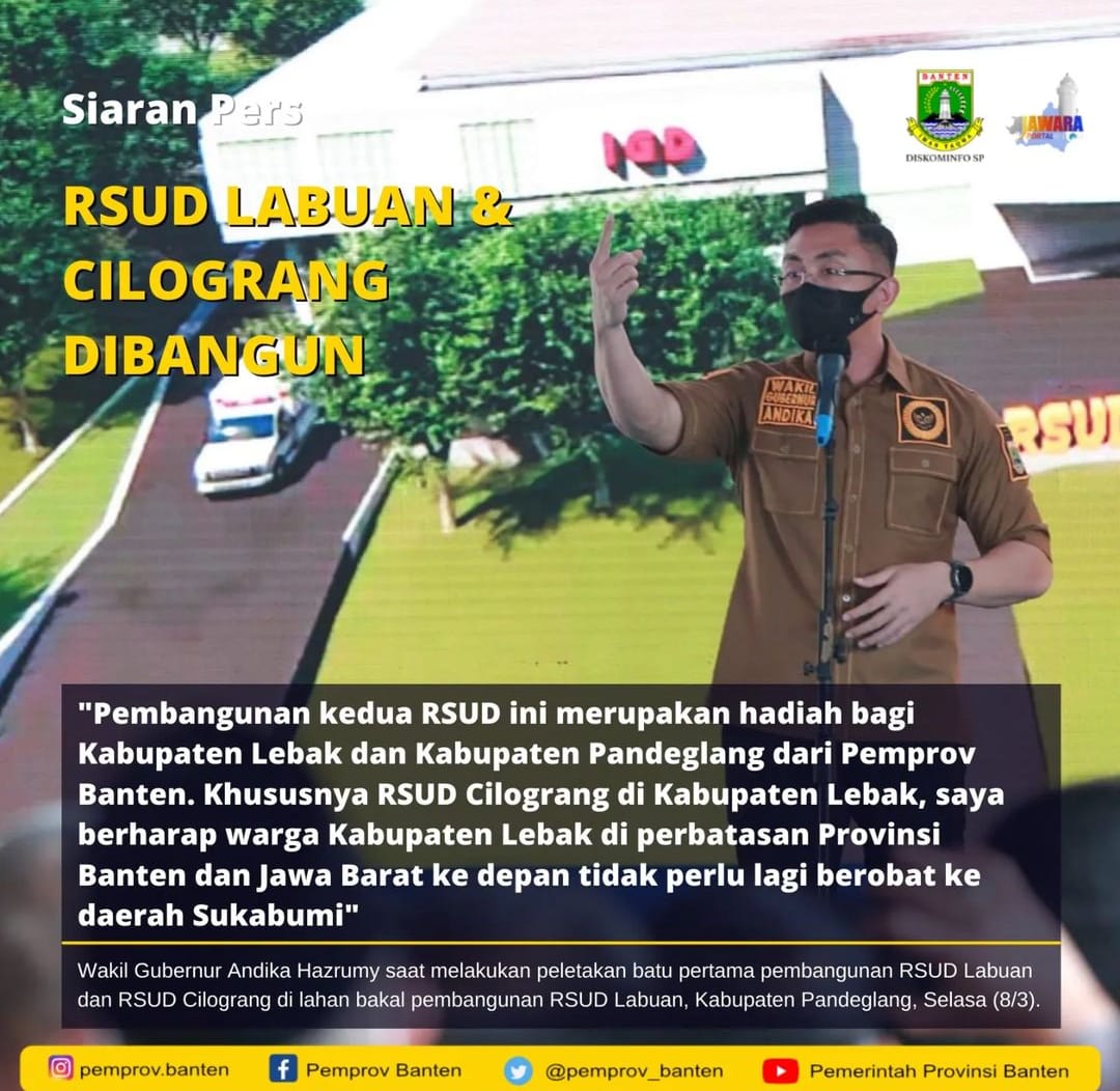 Wakil Gubernur Banten Andika Azrumy saat meletakan batu pertama di RSUD Cilograng dan Labuan.