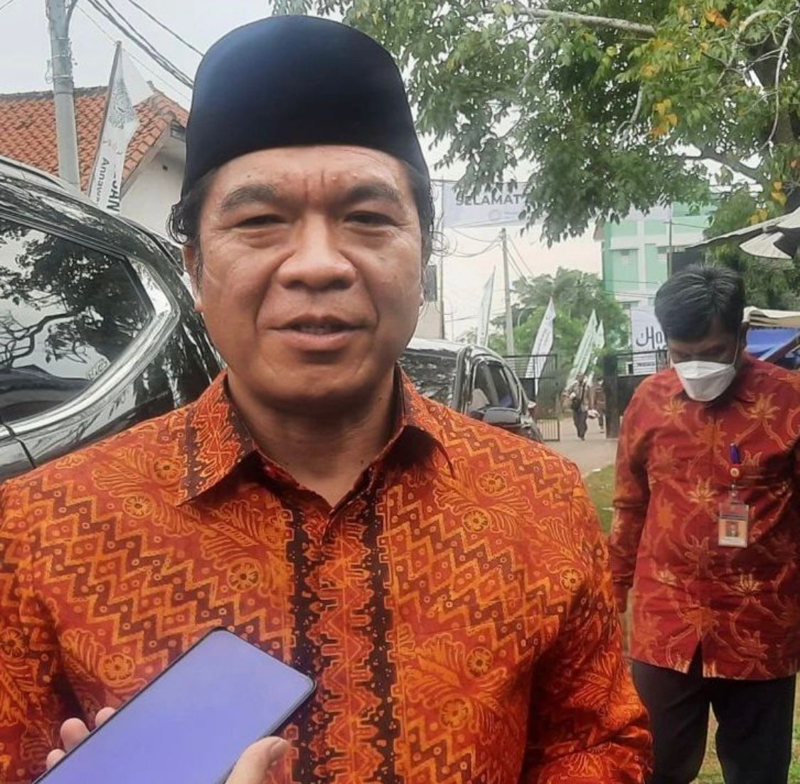 Pj Gubernur Al Muktabar Sambut Kedatangan Wapres KH Ma'ruf Amin Di Ponpes An-Nawawi Tanara.