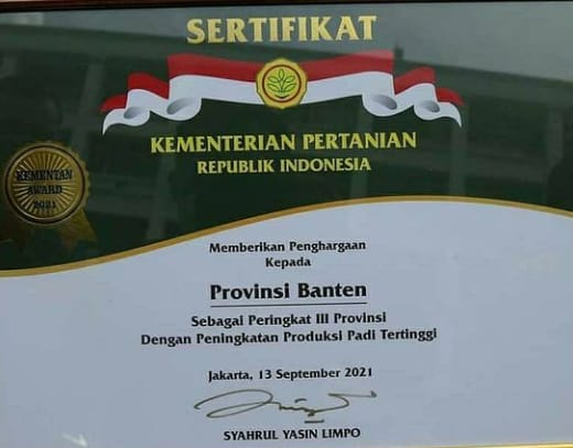 Pemerintah Provinsi Banten kembali meraih penghargaan dari pemerintah pusat.