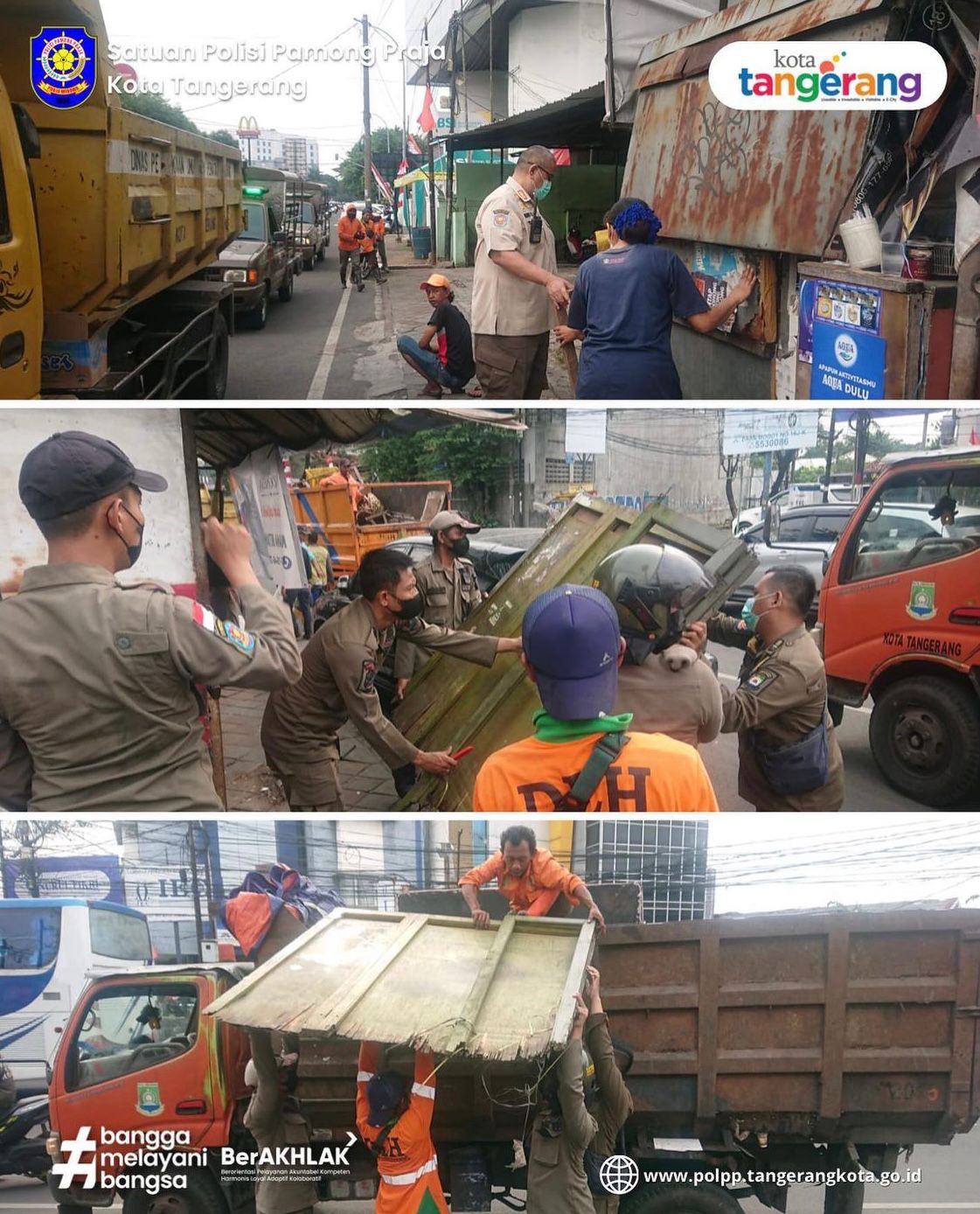 Satpol Pp Kota Tangerang Melakukan Kegiatan Kebersihan Dan Ketertiban Di Kota Tangerang 